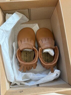 Classic Tan Fringe Baby Moccasins - Soft Slip-On Toddler Shoes